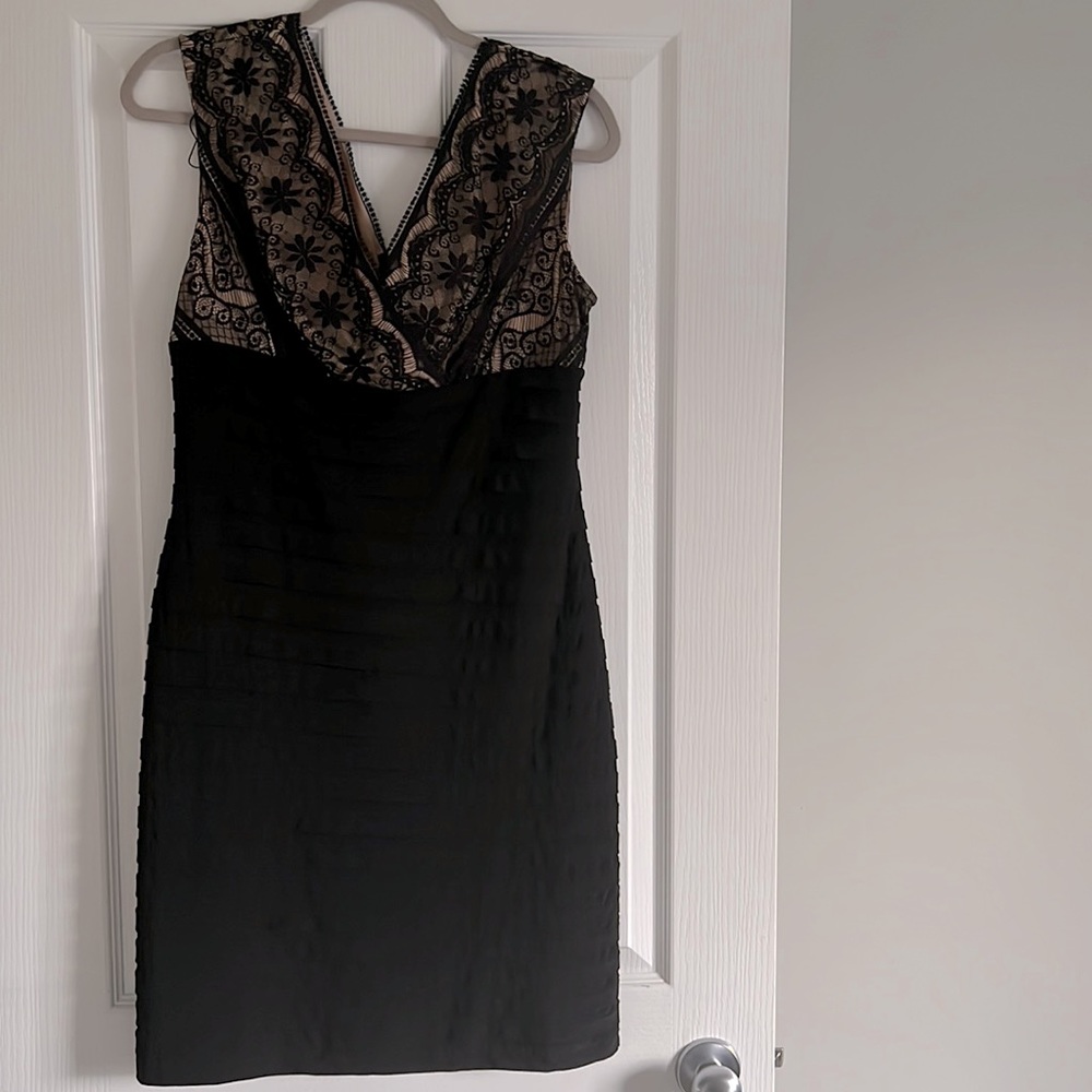 Body con dress with lace top